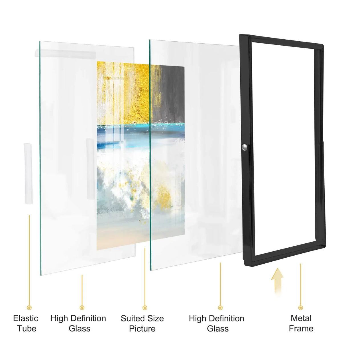 IZIDDO Floating Metal Glass Picture Frame Set for Tabletop Display