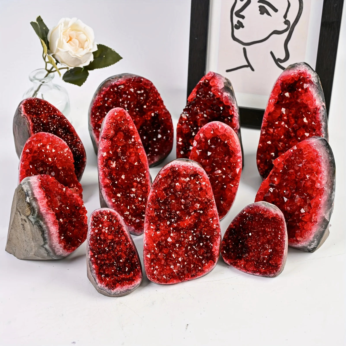 CrystalHola Geode Stone Display Cluster For Office Decor