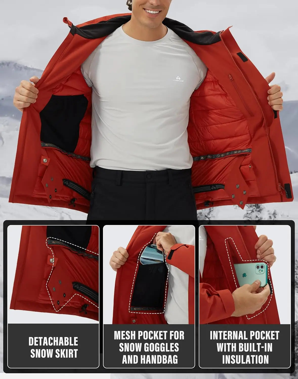 Pio Men's Waterproof Insulated Ski And Snowboard Jacket