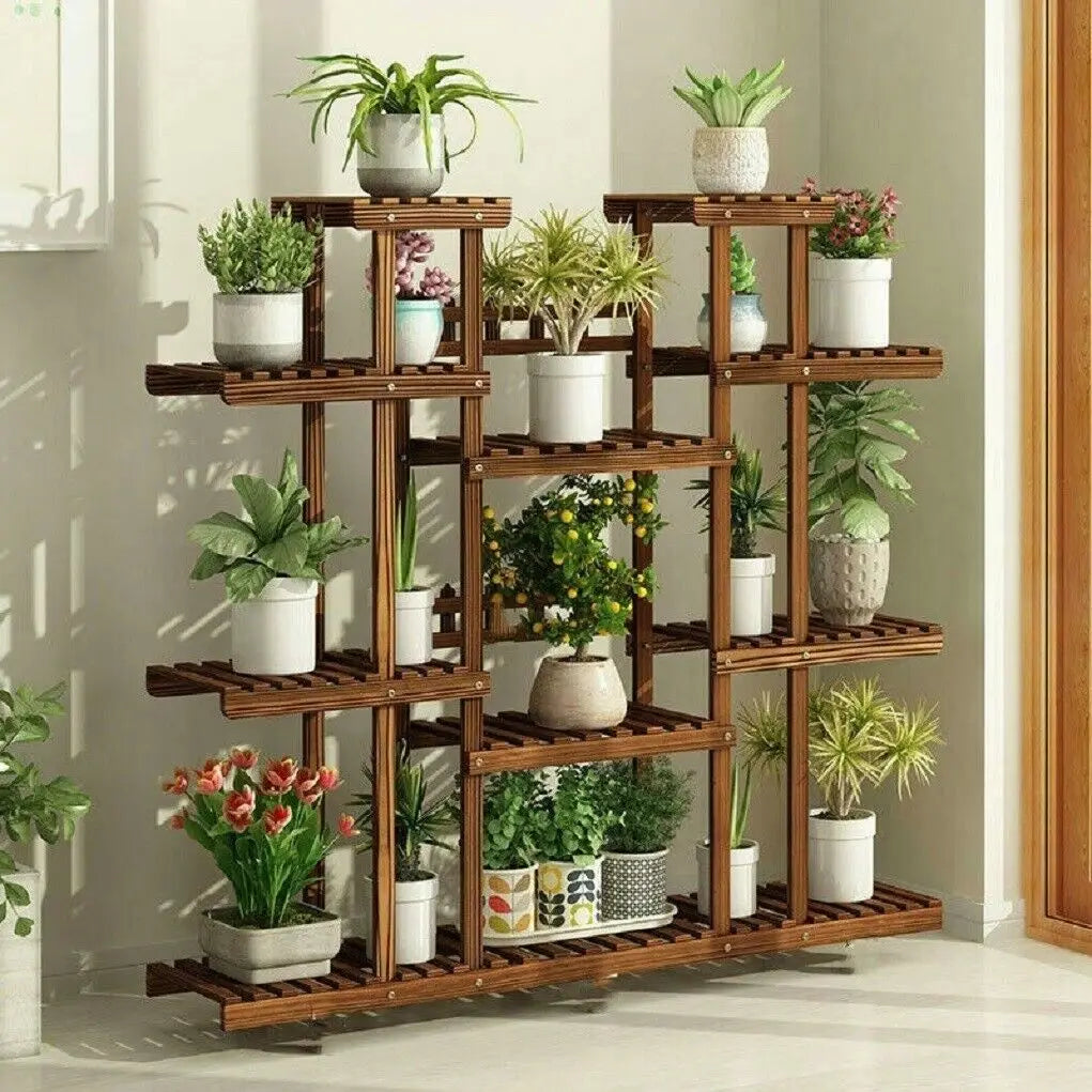 Wisfor Wooden Multi Tier Plant Shelf Flower Pot Display Stand