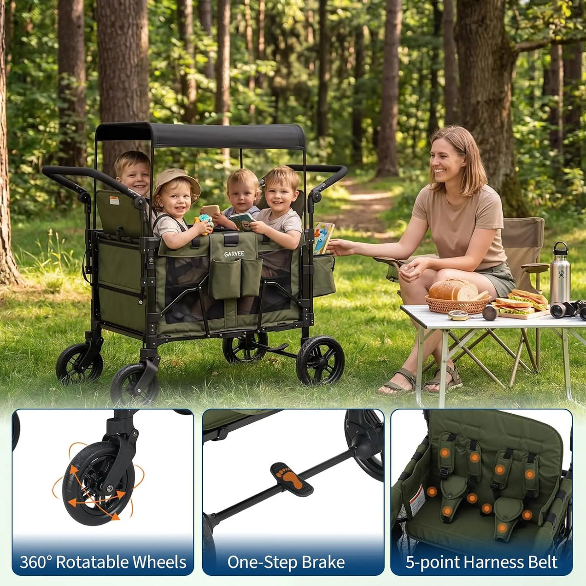 HiMiss Premium Four Seater All Terrain Stroller Wagon