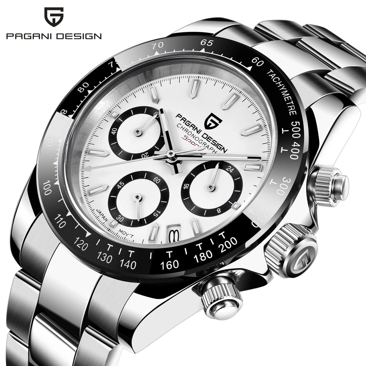PAGANI DESIGN Men's Stainless Steel Quartz Chronograph Sapphire Sport Watch