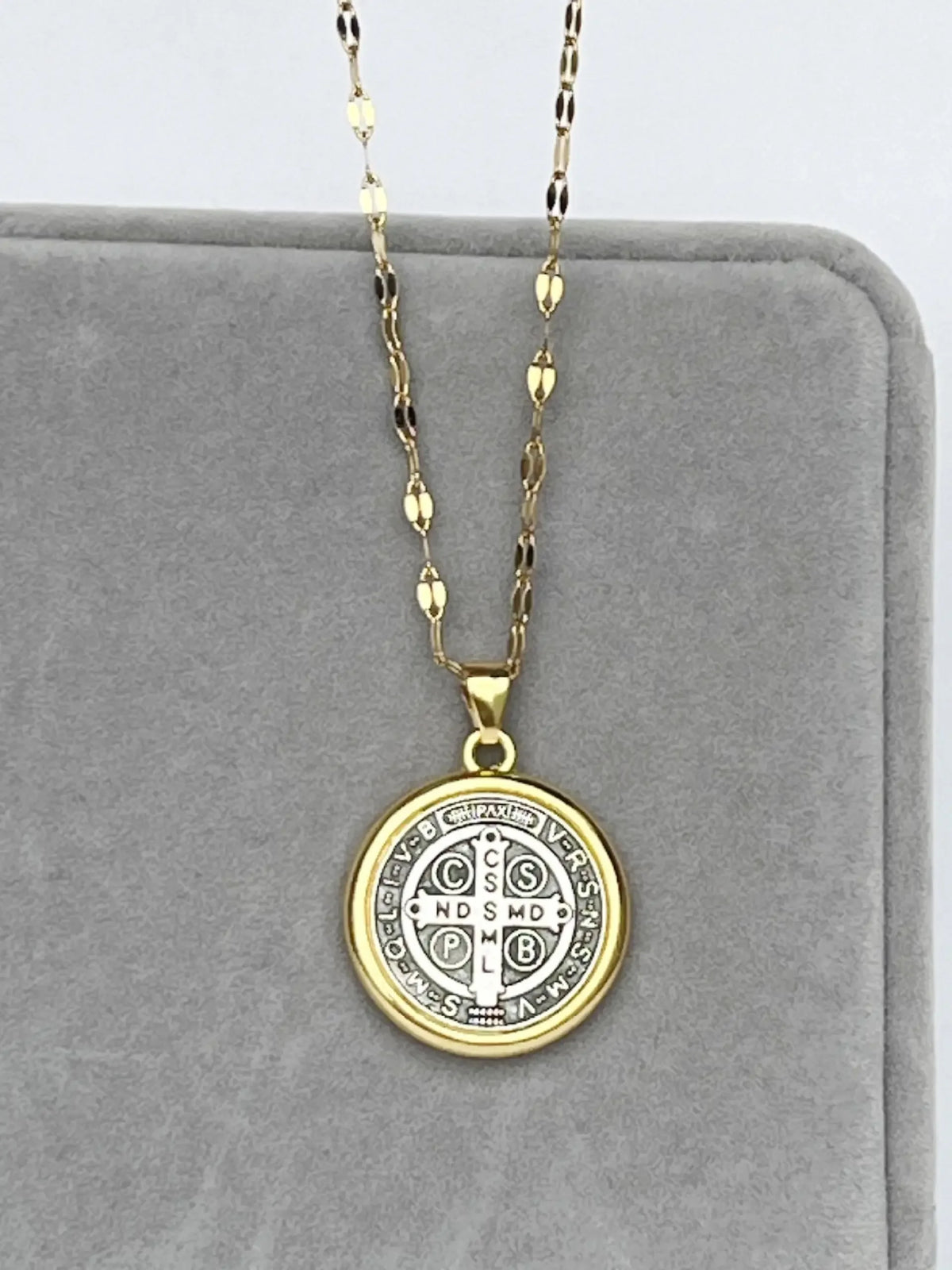 Saint Benedict Round Pendant Faith Necklace for Men and Women