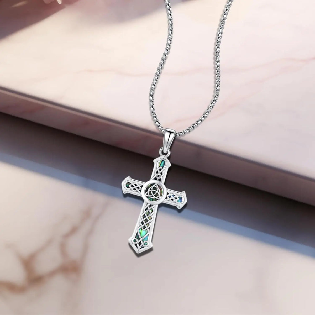 Drinsper 925 Celtic Cross Sterling Silver Pendant Necklace Amulet