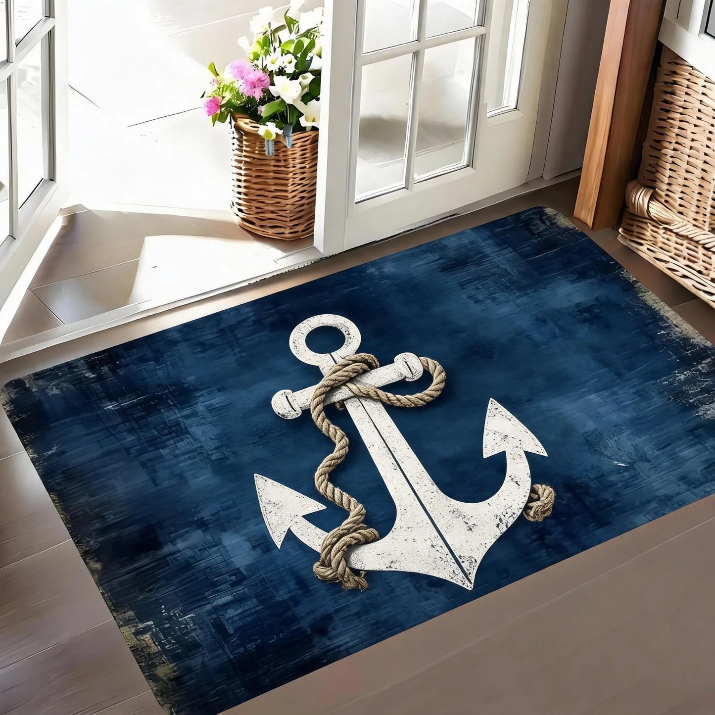 Waterproof Anti Slip Nautical Compass Pattern Door Mat