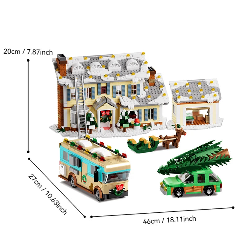 Classic Christmas Vacation House Building Block Kit With RV Garage