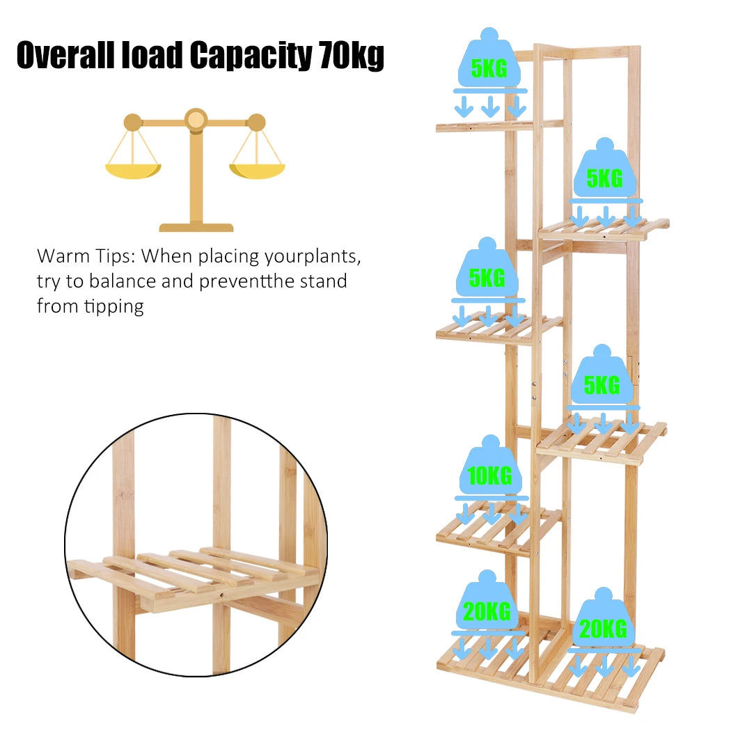 Wisfor Bamboo Corner Plant Stand Rack With Multiple Flower Shelves
