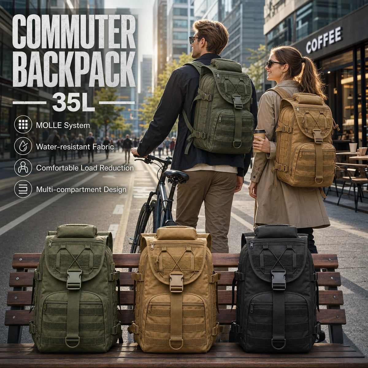 ReFire Gear Tactical Commuter Backpack With MOLLE Storage System