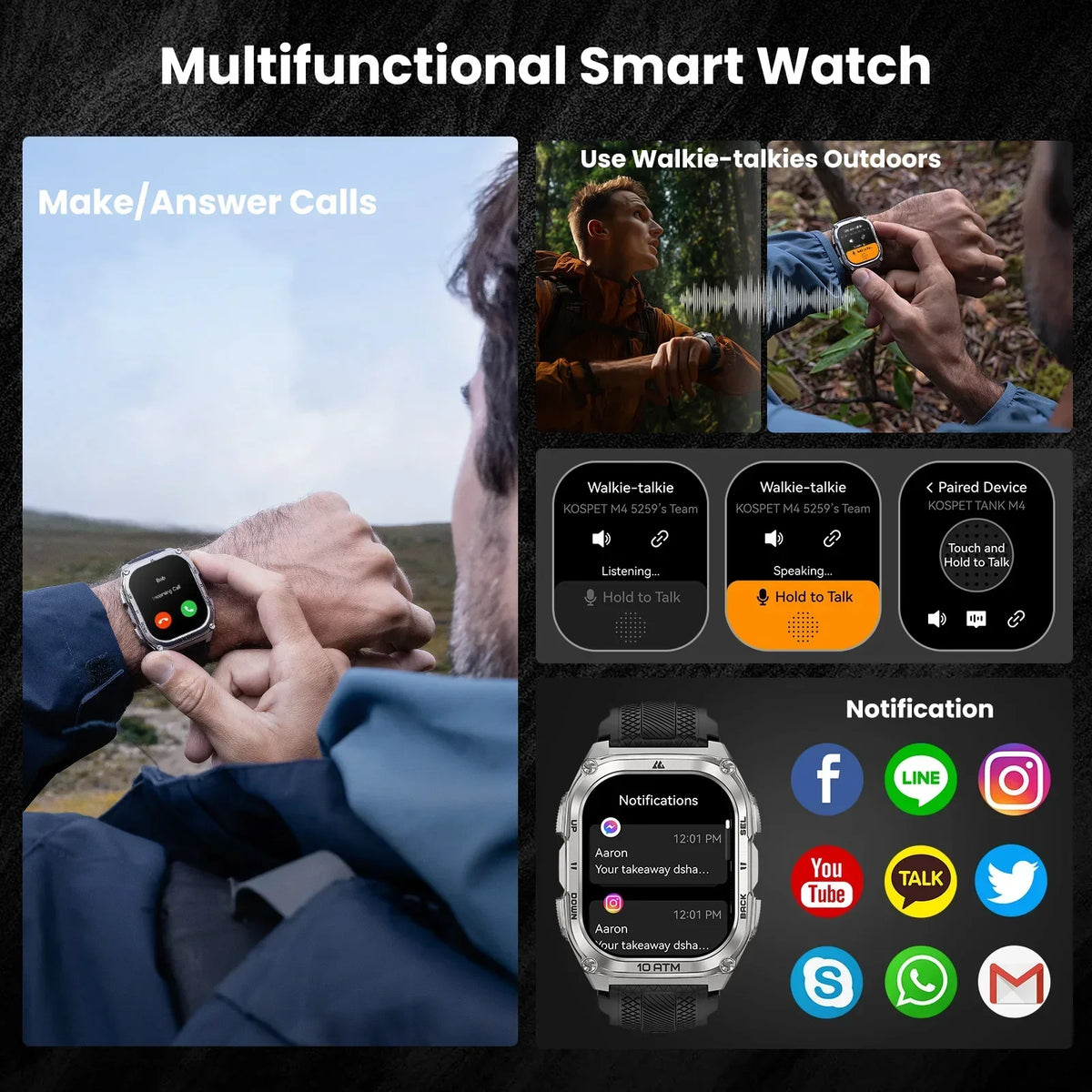 KOSPET Tank M4 Smartwatch Featuring Steel Design And Reliable Activity Tracking