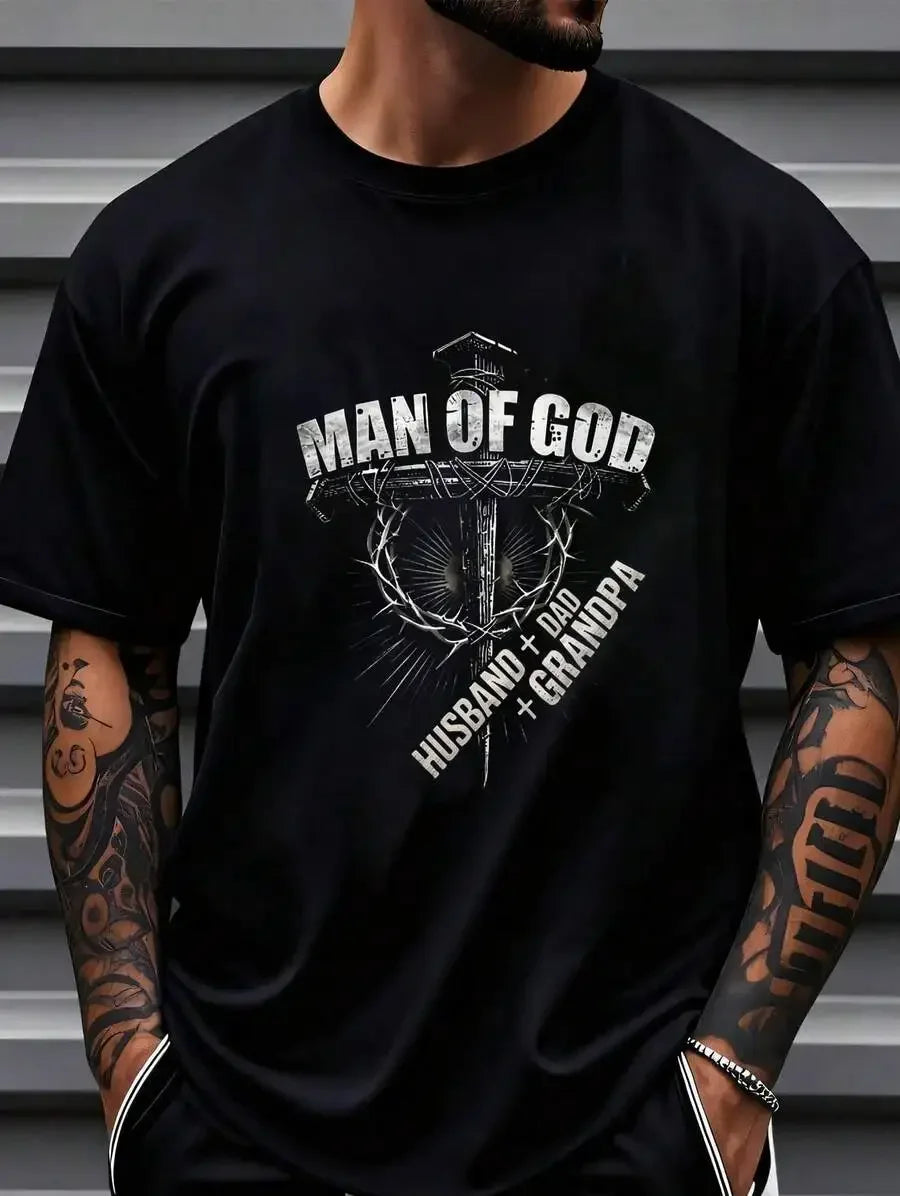 Christian Man Of God Husband Dad Grandpa Gift Cotton T-Shirt