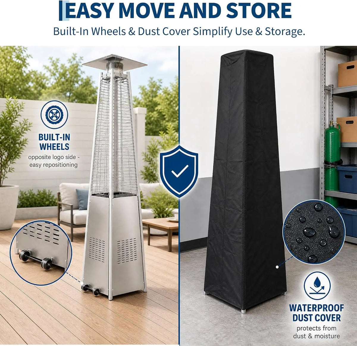 Propane Flame Tower Patio Heater for Outdoor Gatherings