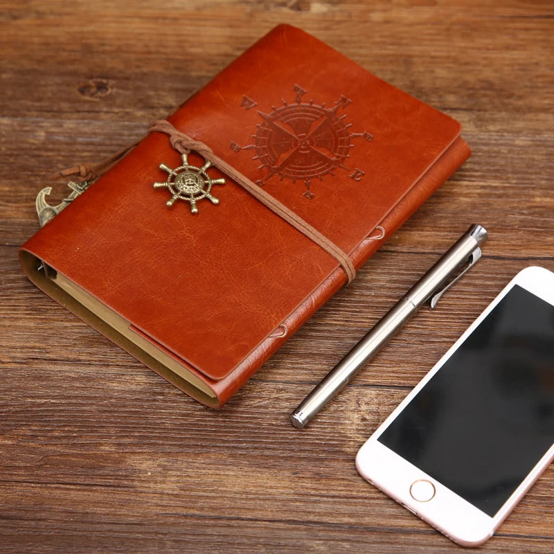 Vintage Pirate Spiral Notebook Journal With Replaceable Leather Cover