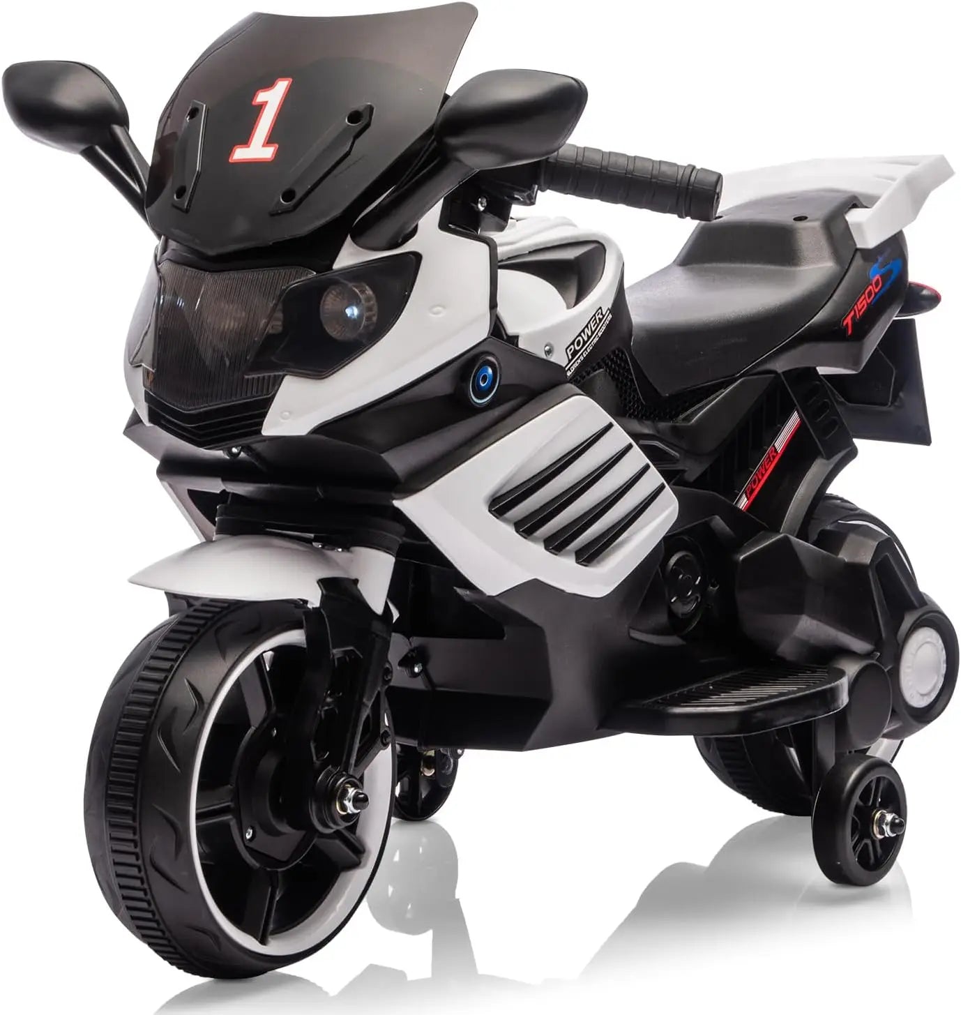 HiMISS Electric Kids Motorcycle With Training Wheels And Headlight