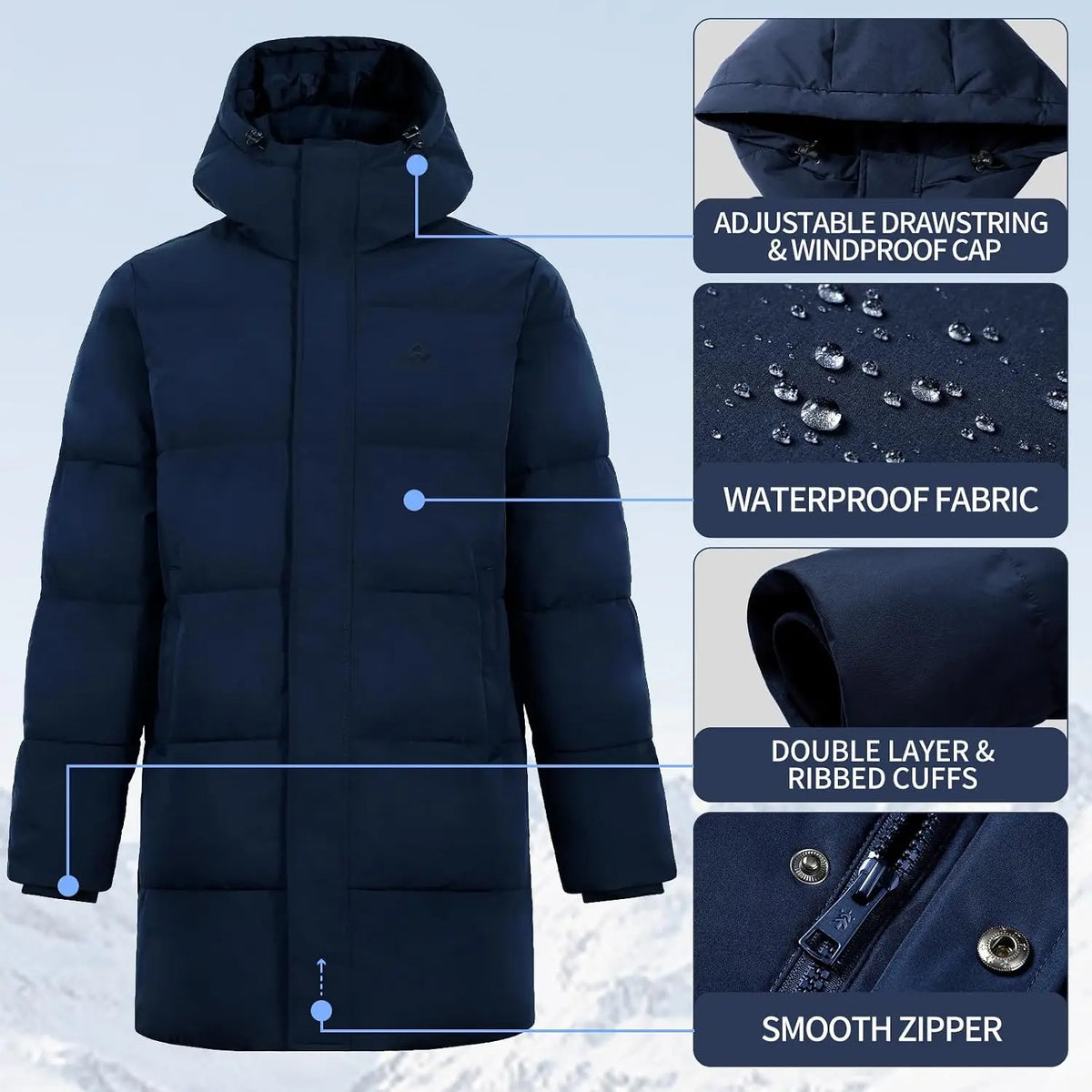 Pioneer Camp Men's Hooded Waterproof Insulated Long Winter Parka Coat
