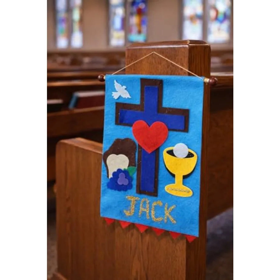 Catholic First Communion Banner Craft Kit and Pew Decoration Set