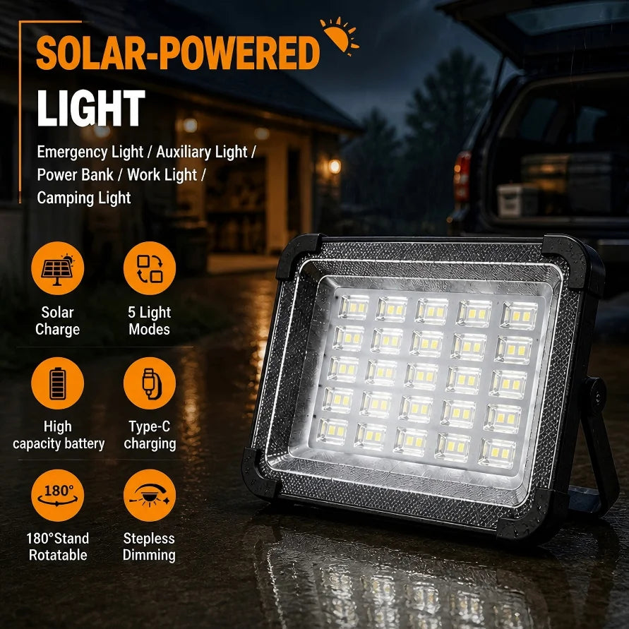 Morglad Solar Rechargeable LED Camping Lantern with Five Light Modes