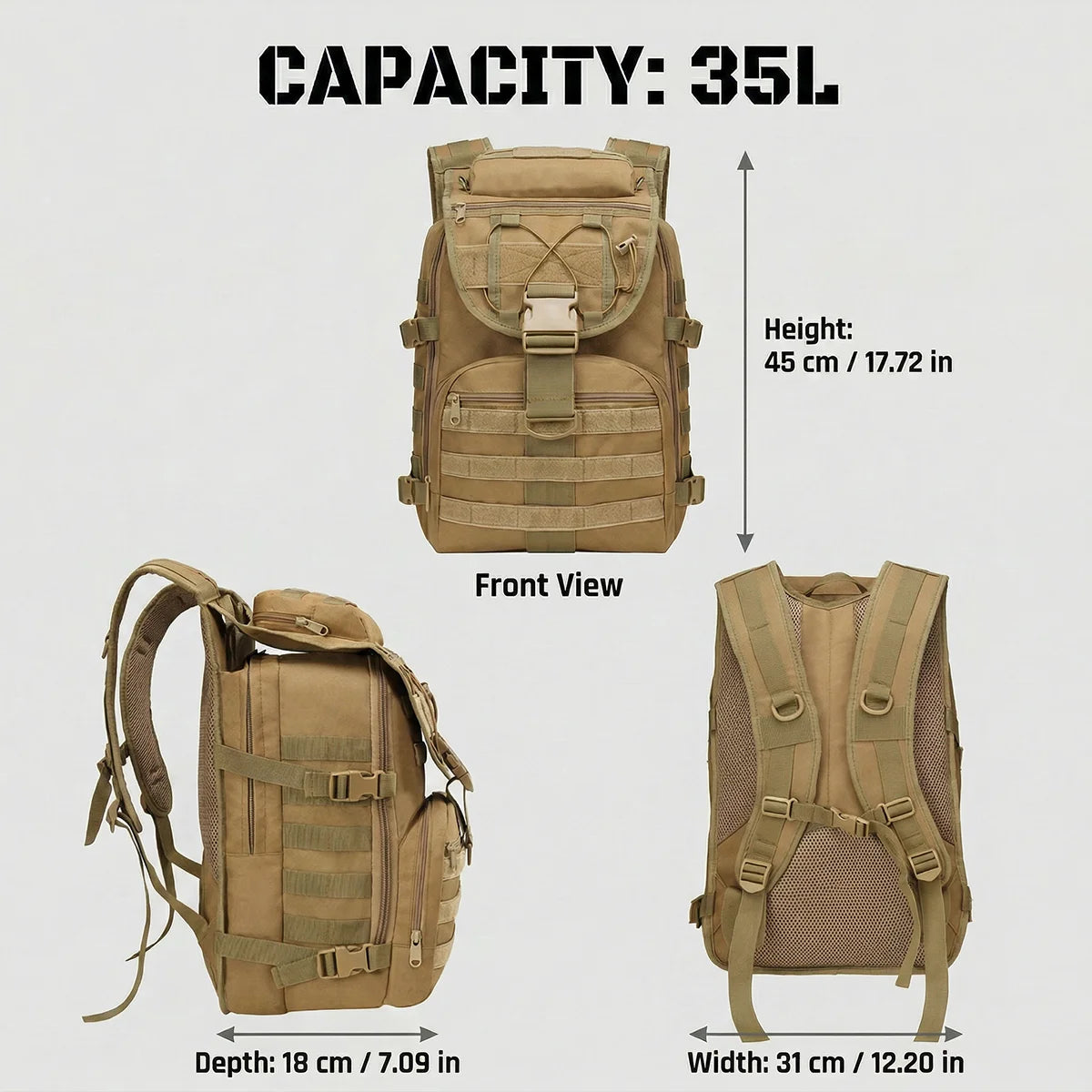 ReFire Gear Tactical Commuter Backpack With MOLLE Storage System