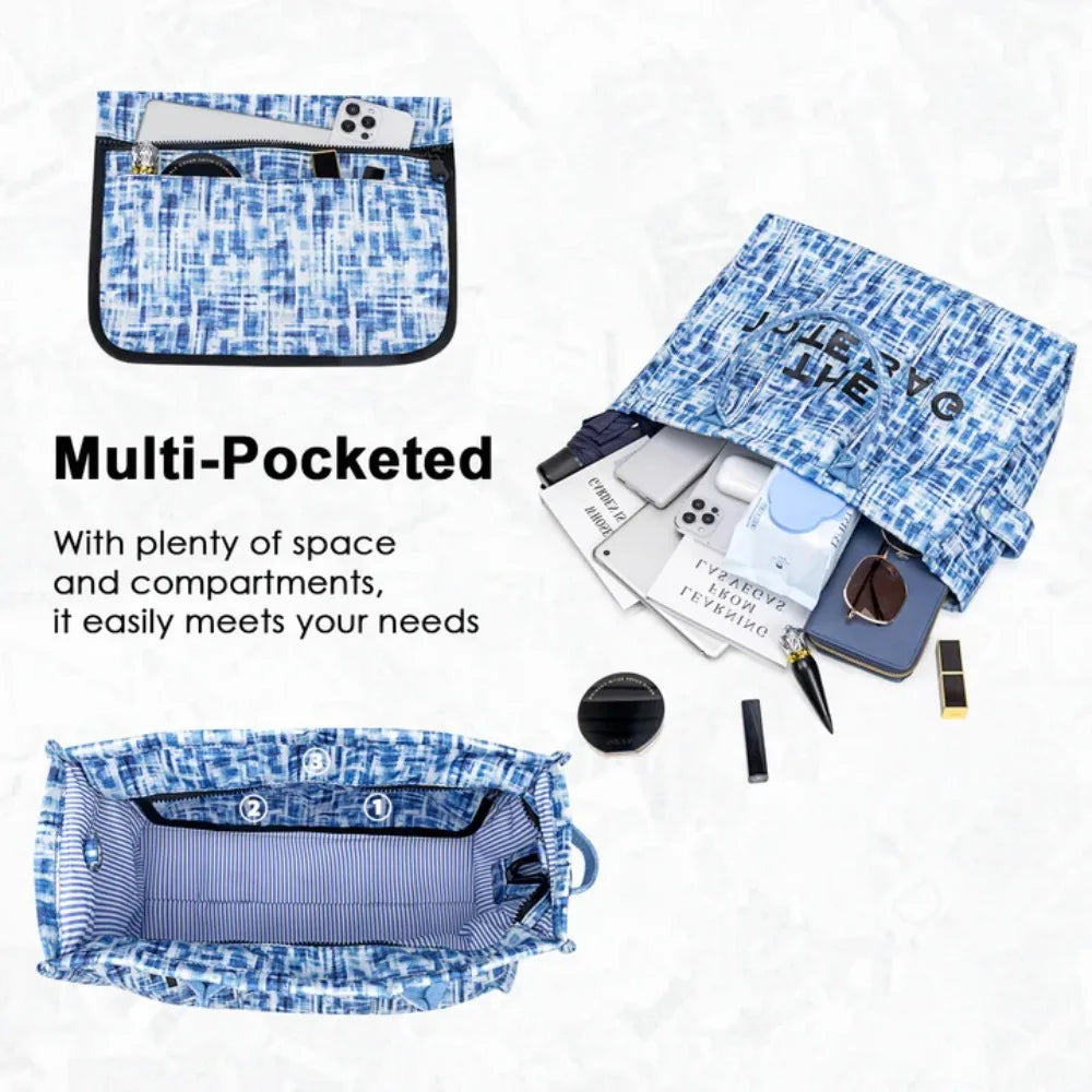 Kabaqoo Canvas Tote Crossbody Work Bag With Multiple Pockets