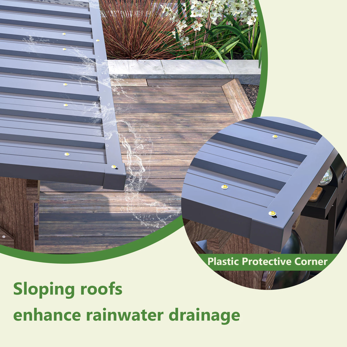 Gihauvia Heavy Duty Wooden Pergola Grill Gazebo Metal Roof