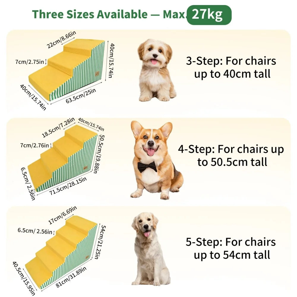 Foam Dog Stairs With Gentle Slope For Beds And Sofas
