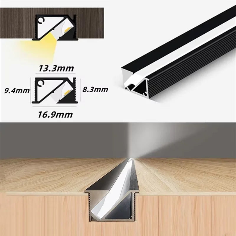 Ksdligh Recessed LED Aluminum Profile for Cabinet and Shelf Lighting