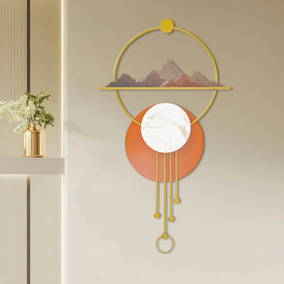 Abstract Metal Wall Art Hand Polished Chinese Style Home Decor