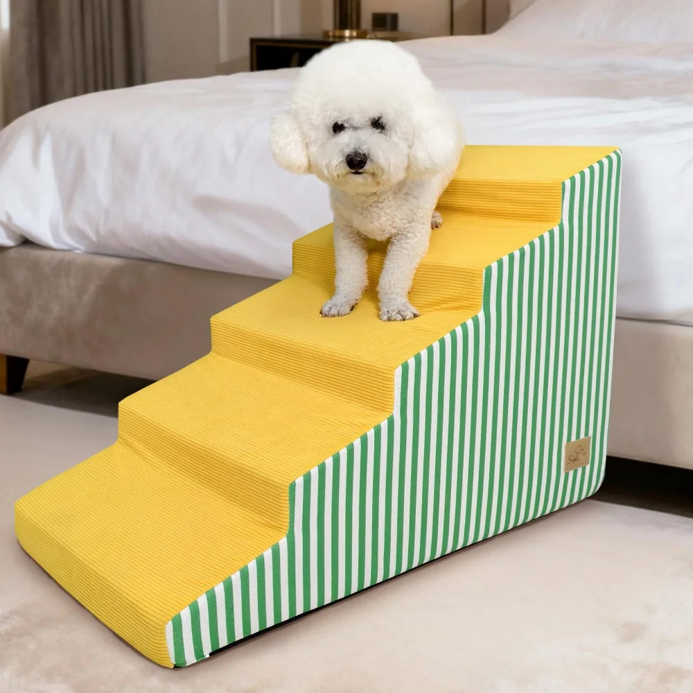 Foam Dog Stairs With Gentle Slope For Beds And Sofas
