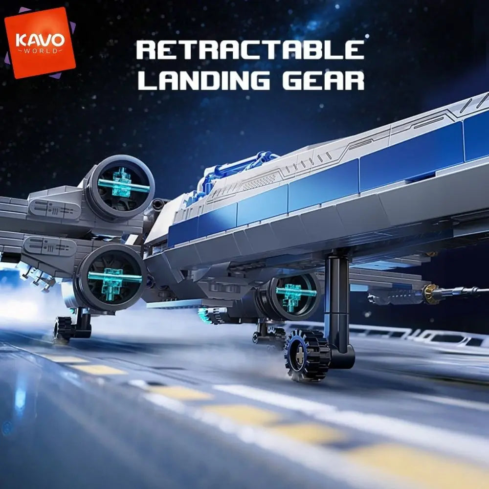 KAVOWORLD X-Wing Transformable Space Fighter Building Set With LED Lights
