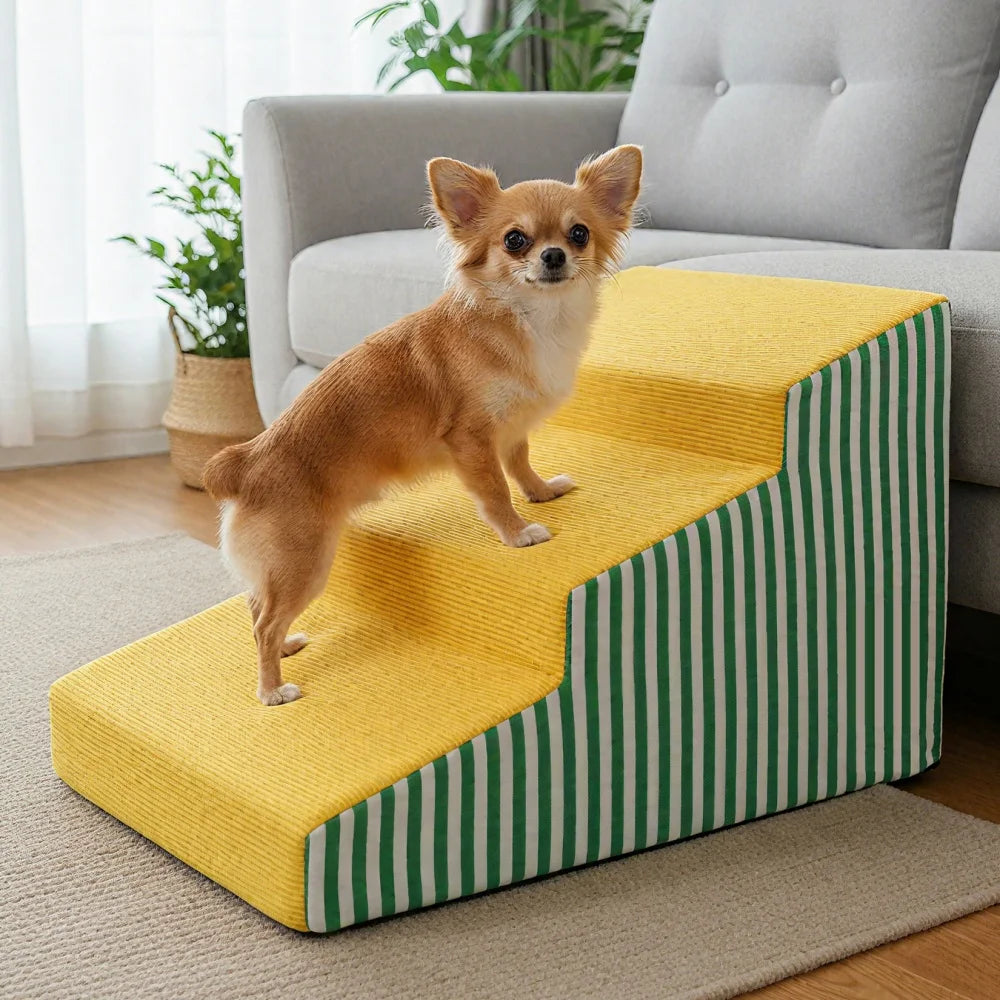 Foam Dog Stairs With Gentle Slope For Beds And Sofas