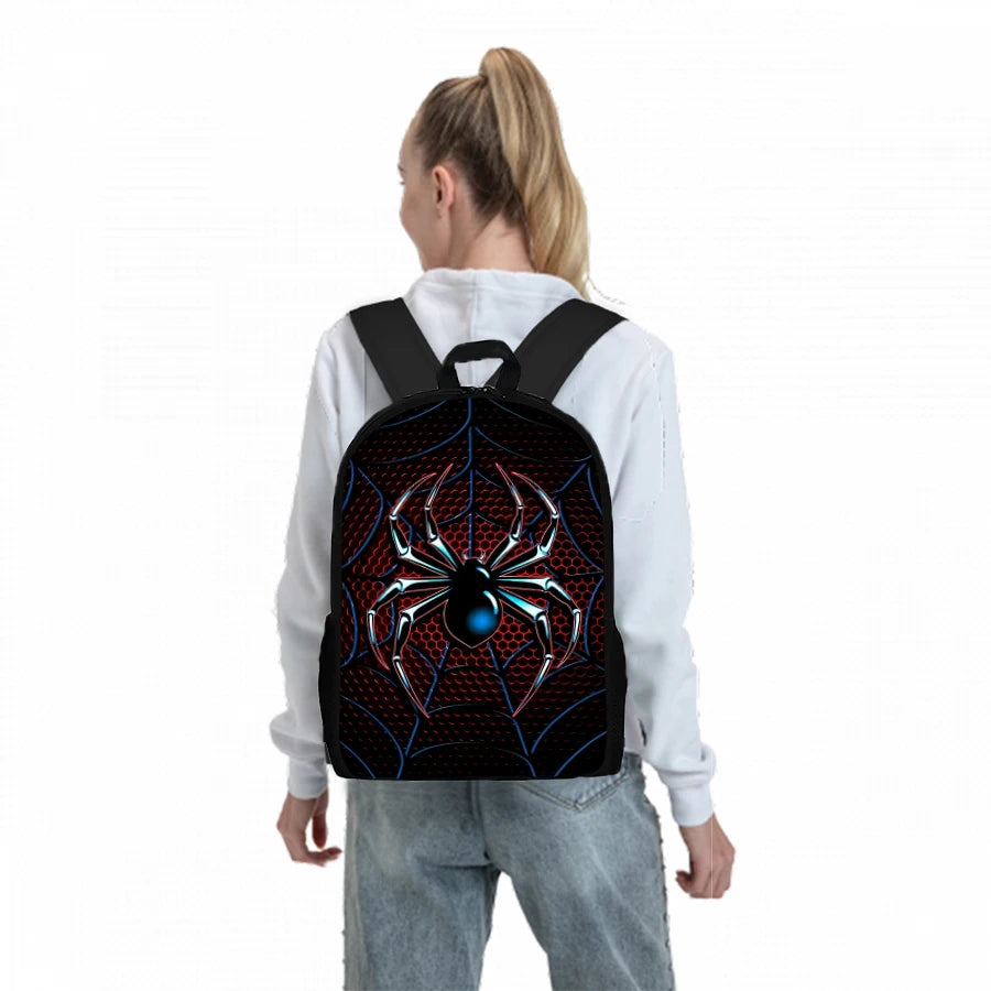 Spider Pattern Three Piece School Backpack Set for Kids and Girls
