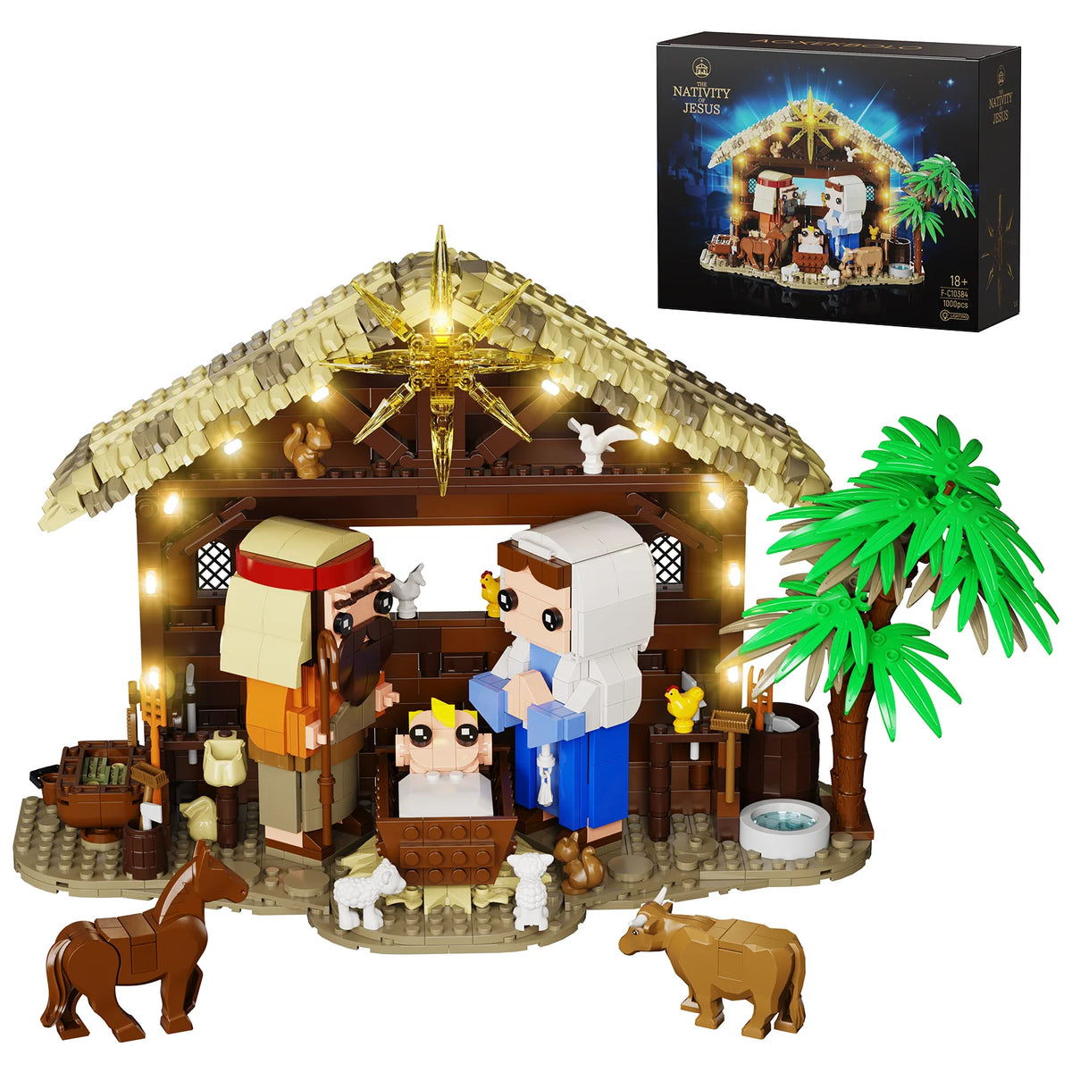 Jesus Nativity Building Block Set With Animal Figures Model