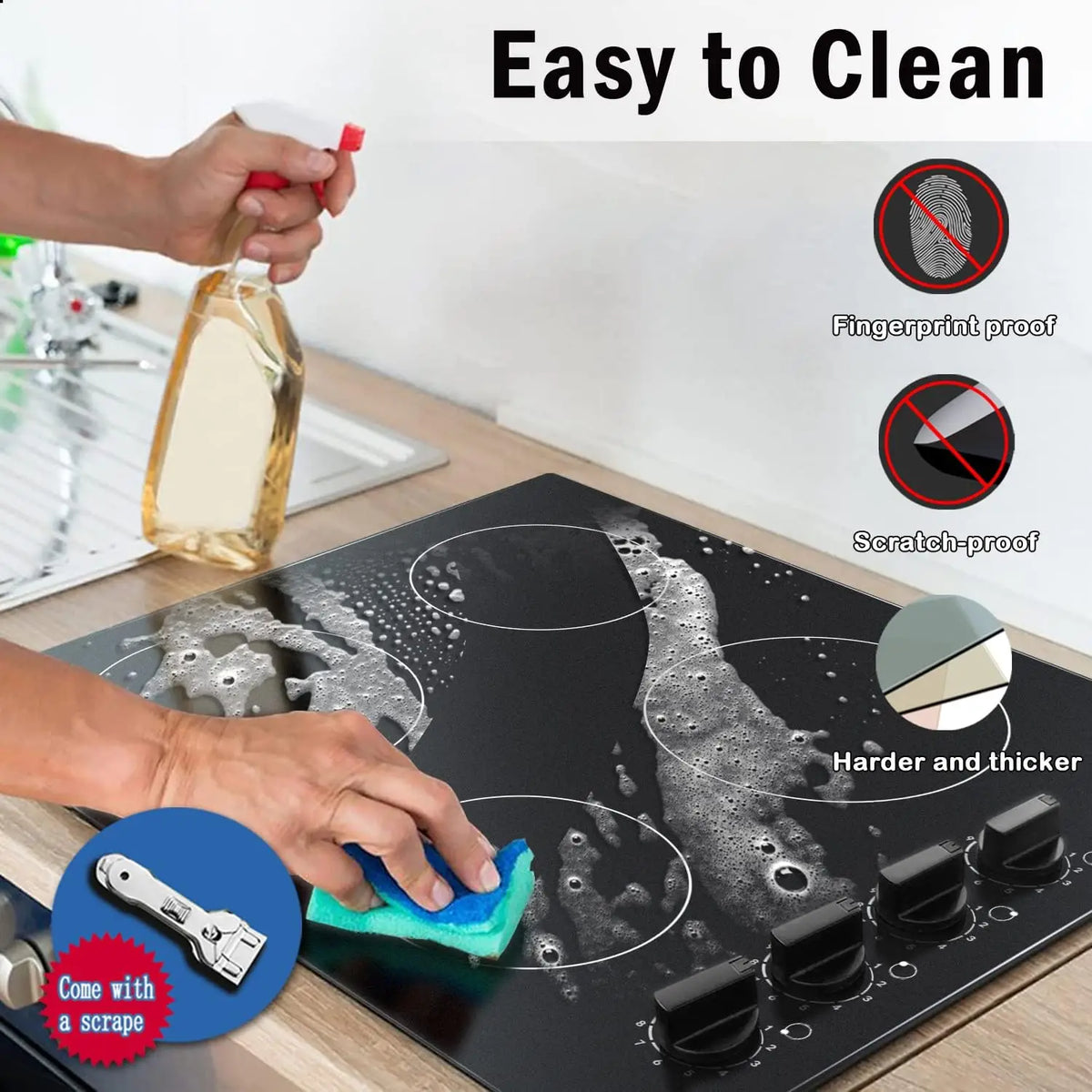 Karinear 4 Burner Electric Cooktop With Knob Controls