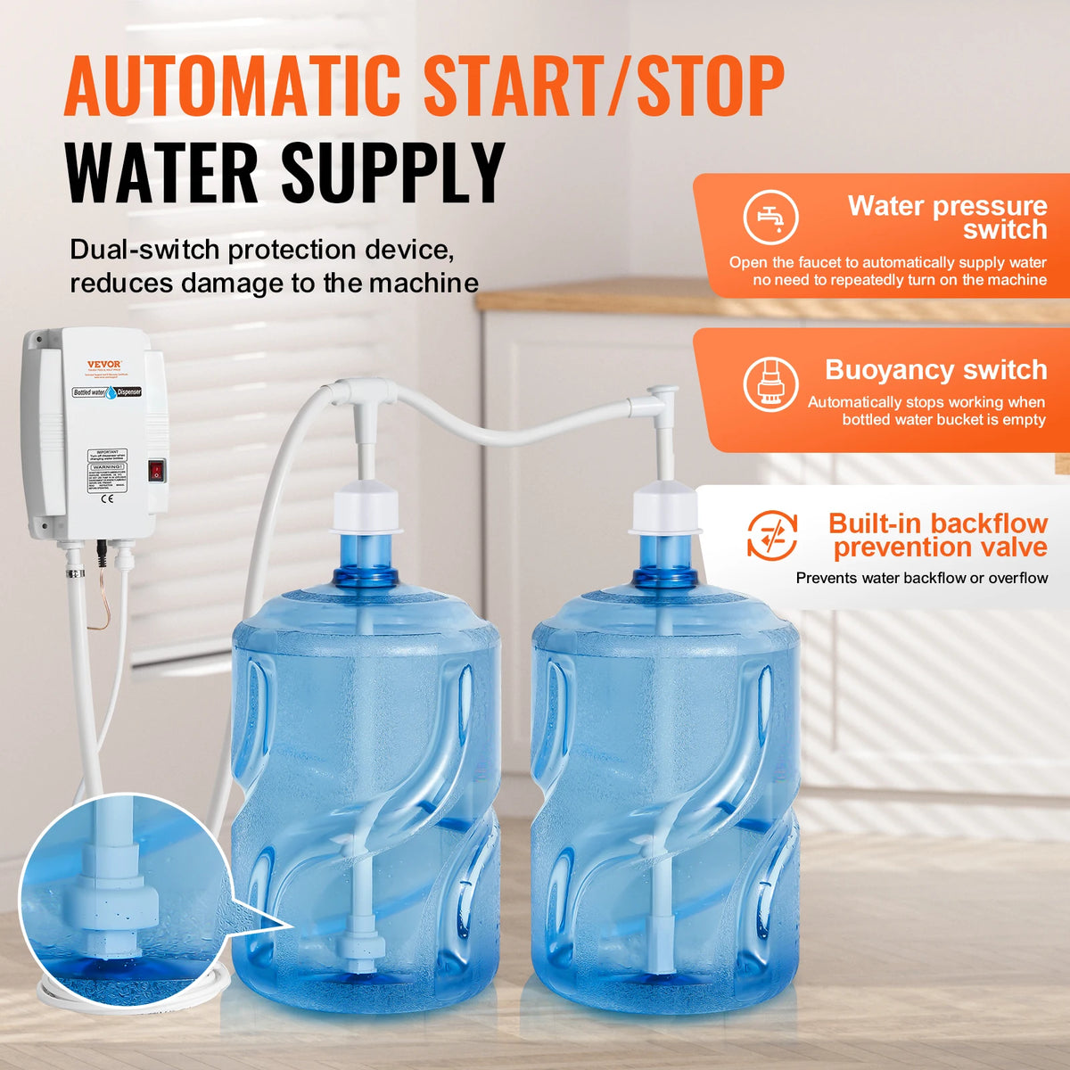 SucceBuy Electric Double Pipe Bottled Water Dispenser Pump System