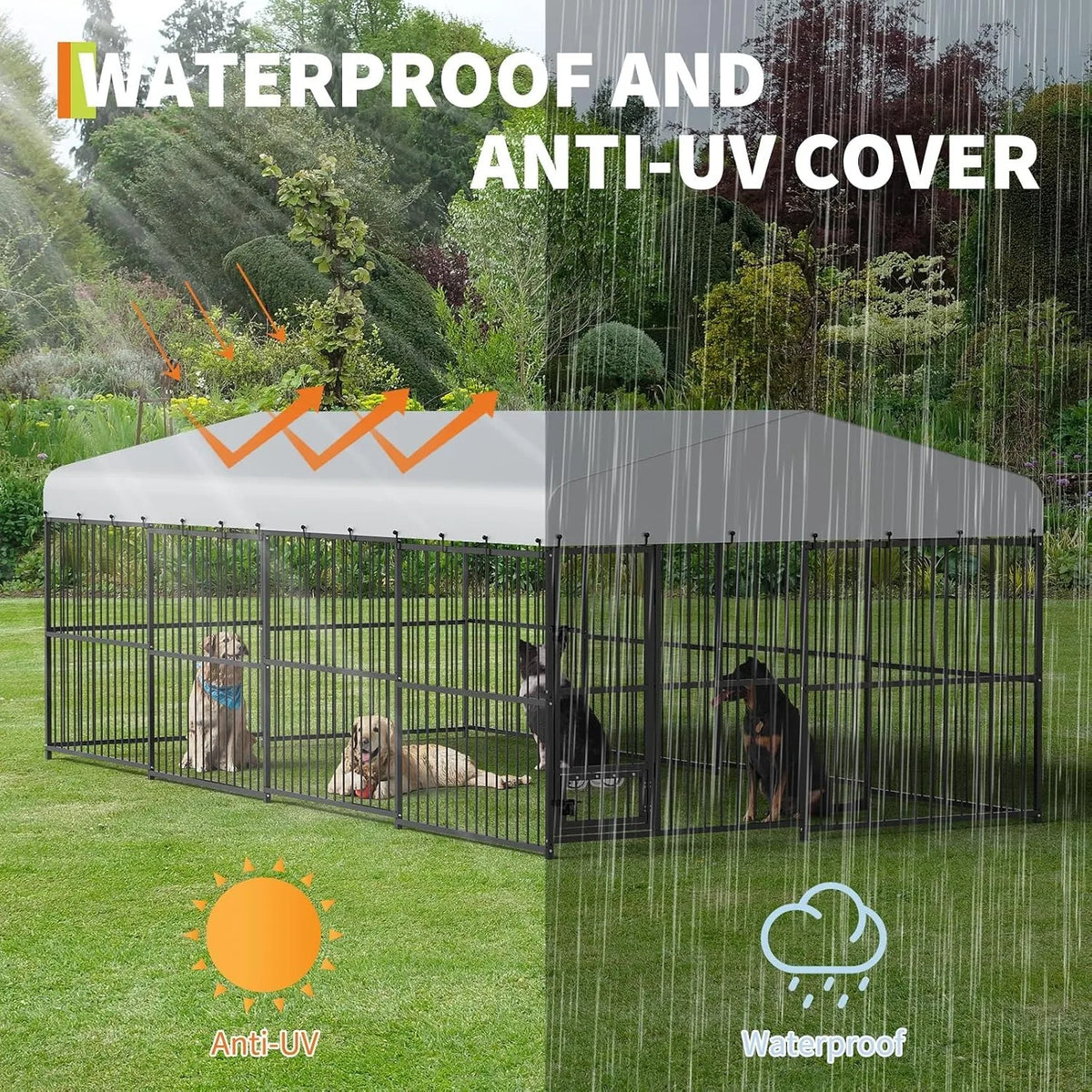 Heavy Duty Outdoor Dog Kennel With Secure Walk In Gate