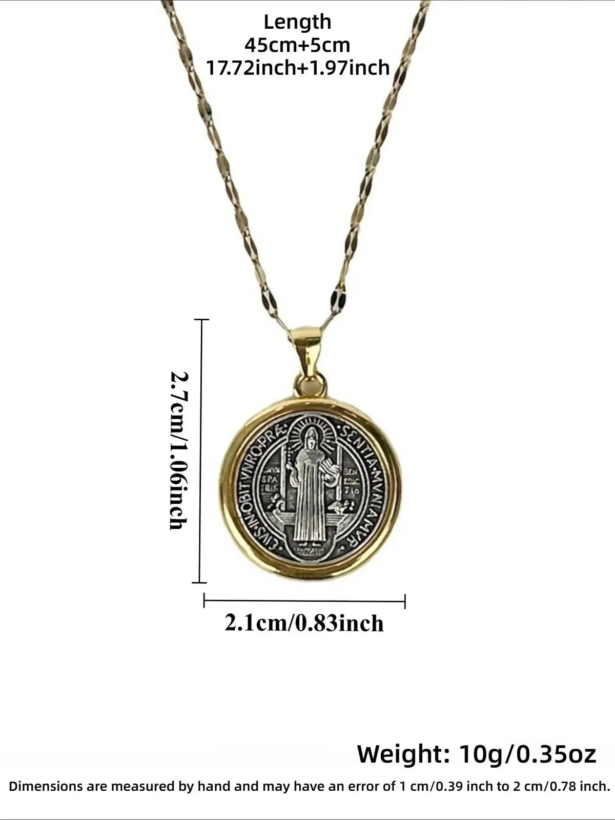 Saint Benedict Round Pendant Faith Necklace for Men and Women