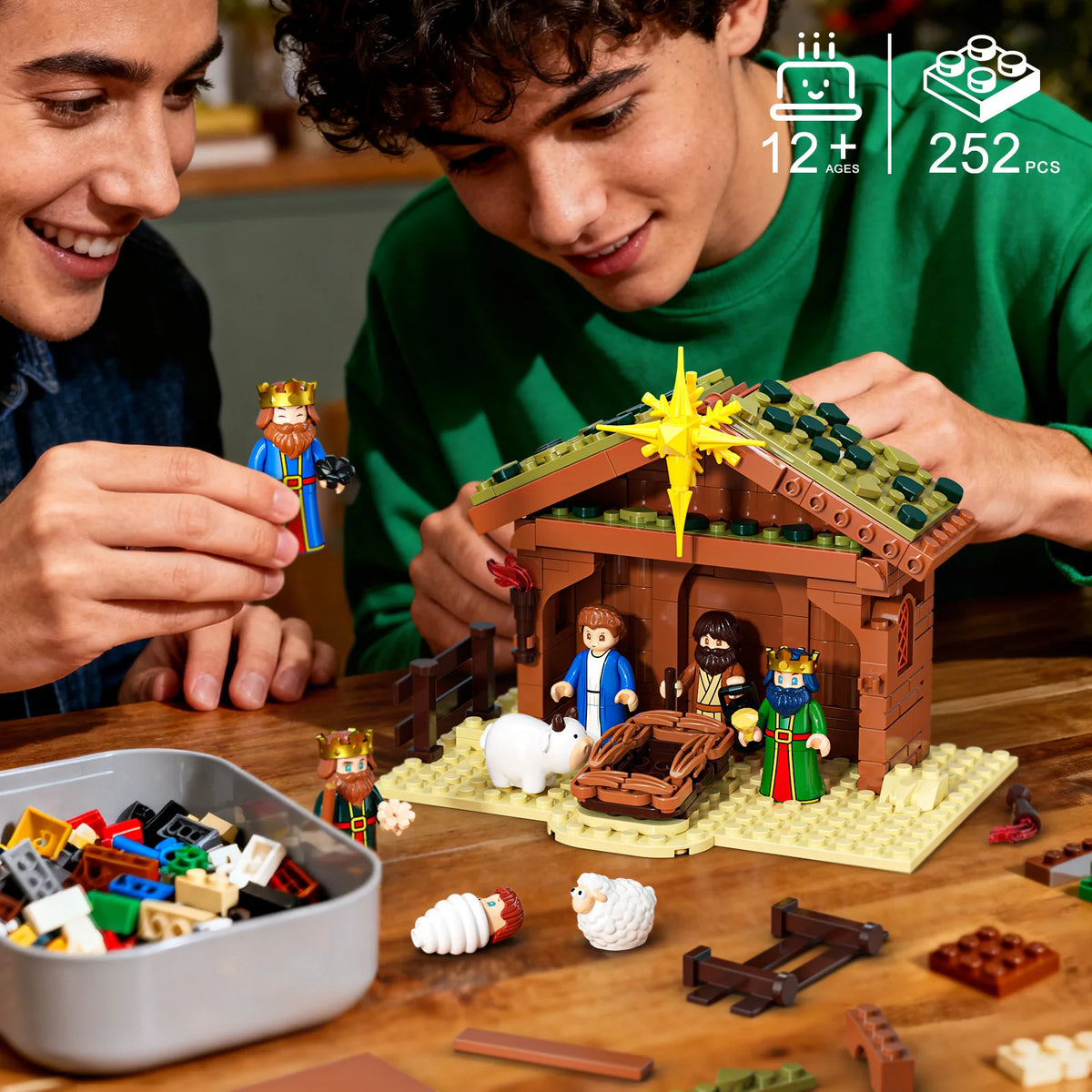 JAKI Christmas Nativity Scene Building Block Set With Manger Stable