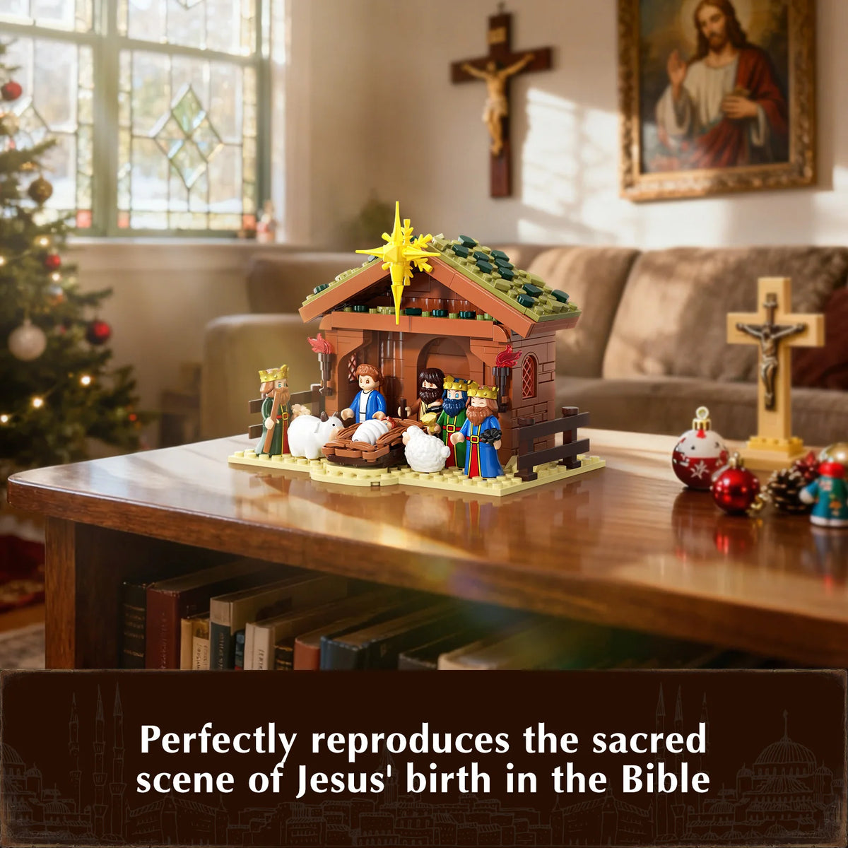JAKI Christmas Nativity Scene Building Block Set With Manger Stable