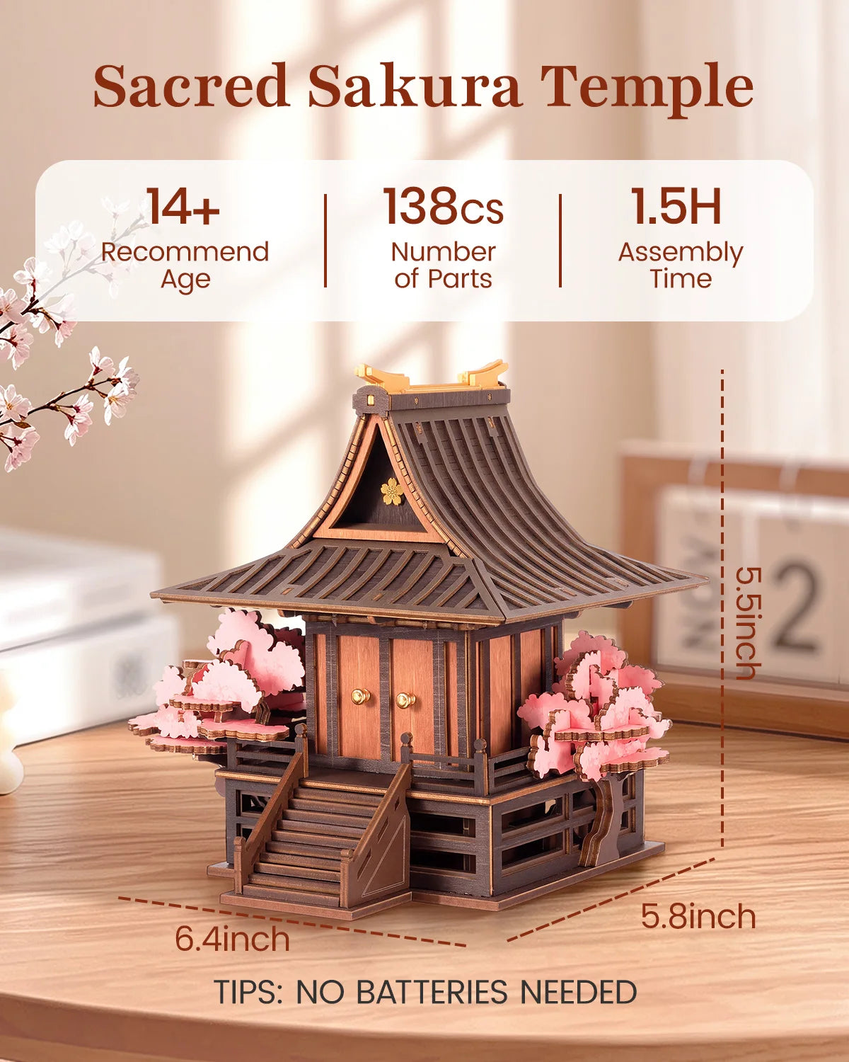ROKR Sakura Retreat Wooden Book Nook DIY Craft Puzzle Kit