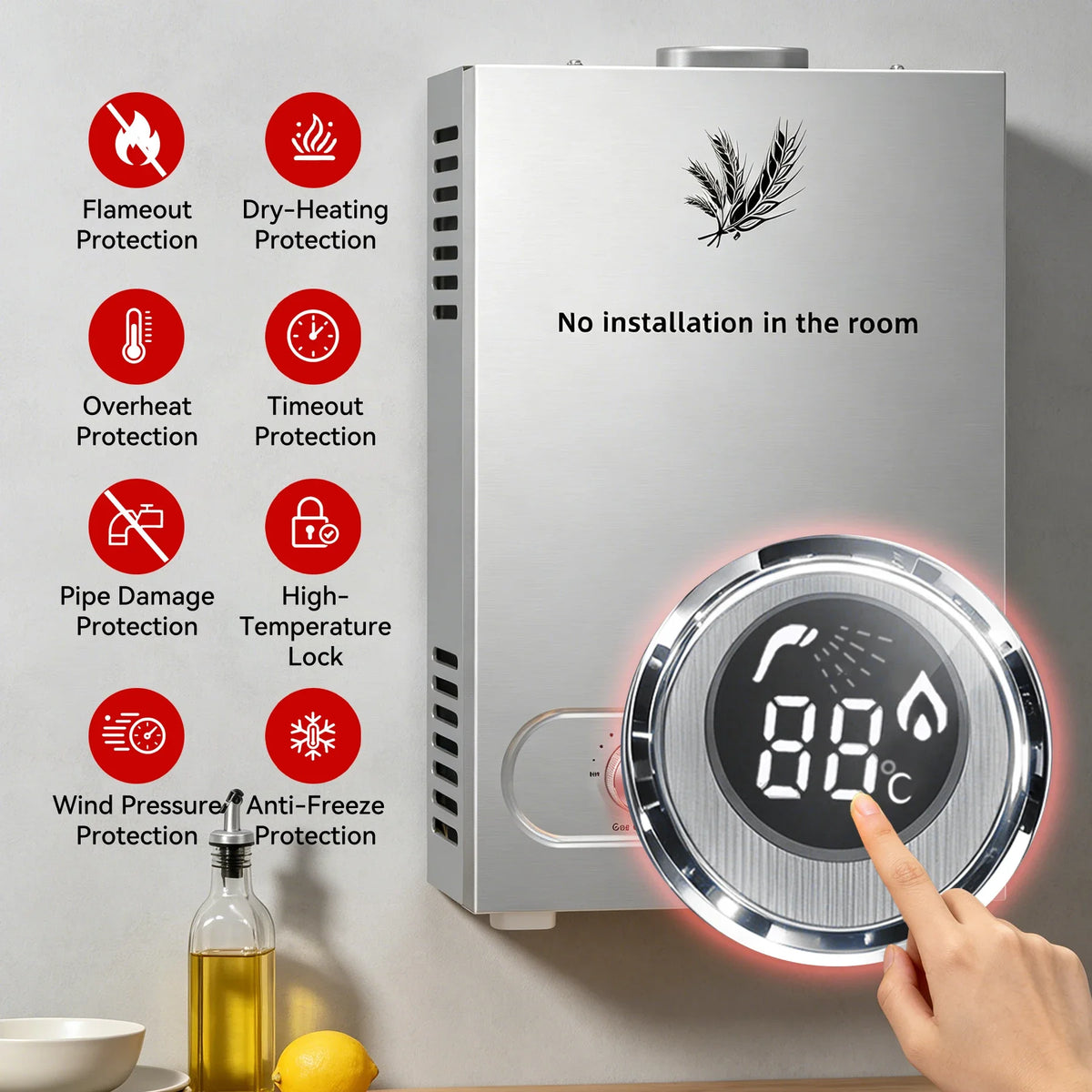 SIHAO Portable Tankless LPG Water Heater With Shower Kit