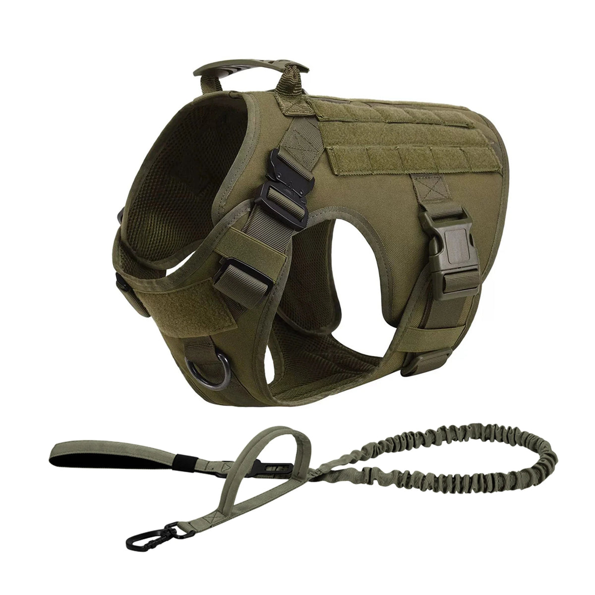 PETRAVEL Tactical Dog Harness Set with Molle Pouches and Leash