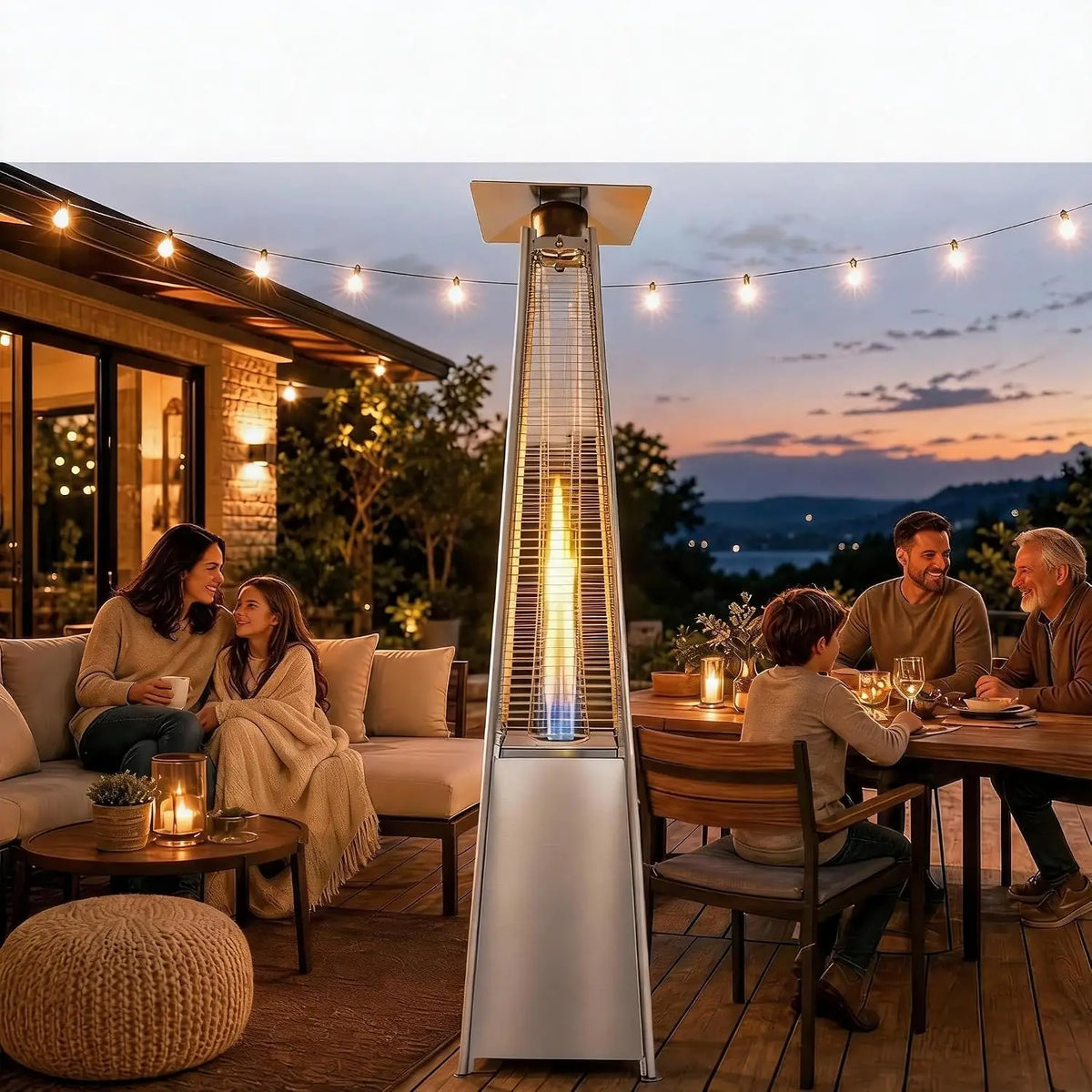 Propane Flame Tower Patio Heater for Outdoor Gatherings