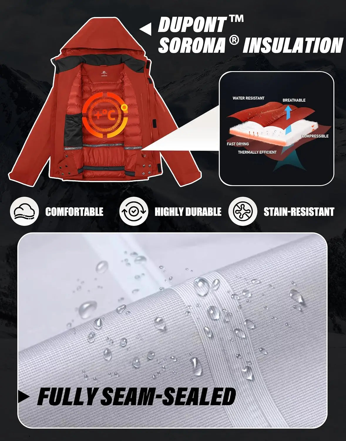 Pio Men's Waterproof Insulated Ski And Snowboard Jacket