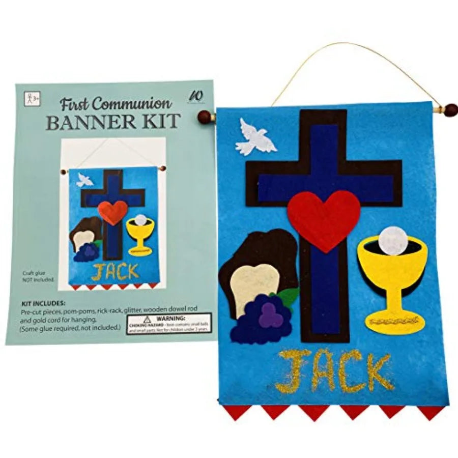 Catholic First Communion Banner Craft Kit and Pew Decoration Set