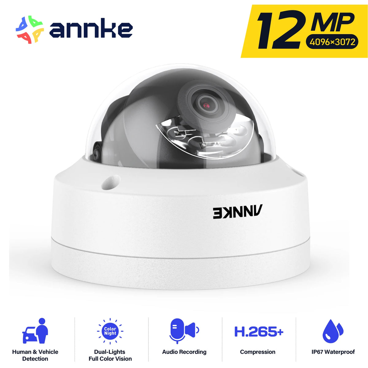 ANNKE 12MP Dual Light PoE Security Camera Color Night Vision