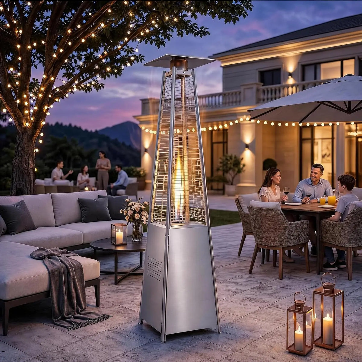 Propane Flame Tower Patio Heater for Outdoor Gatherings