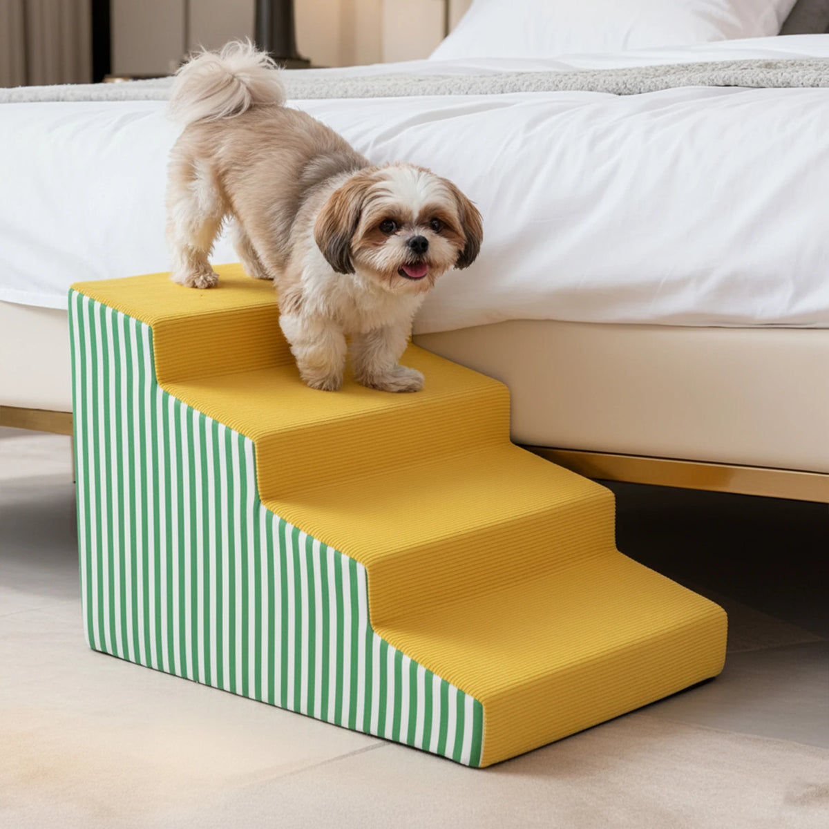 Foam Dog Stairs With Gentle Slope For Beds And Sofas