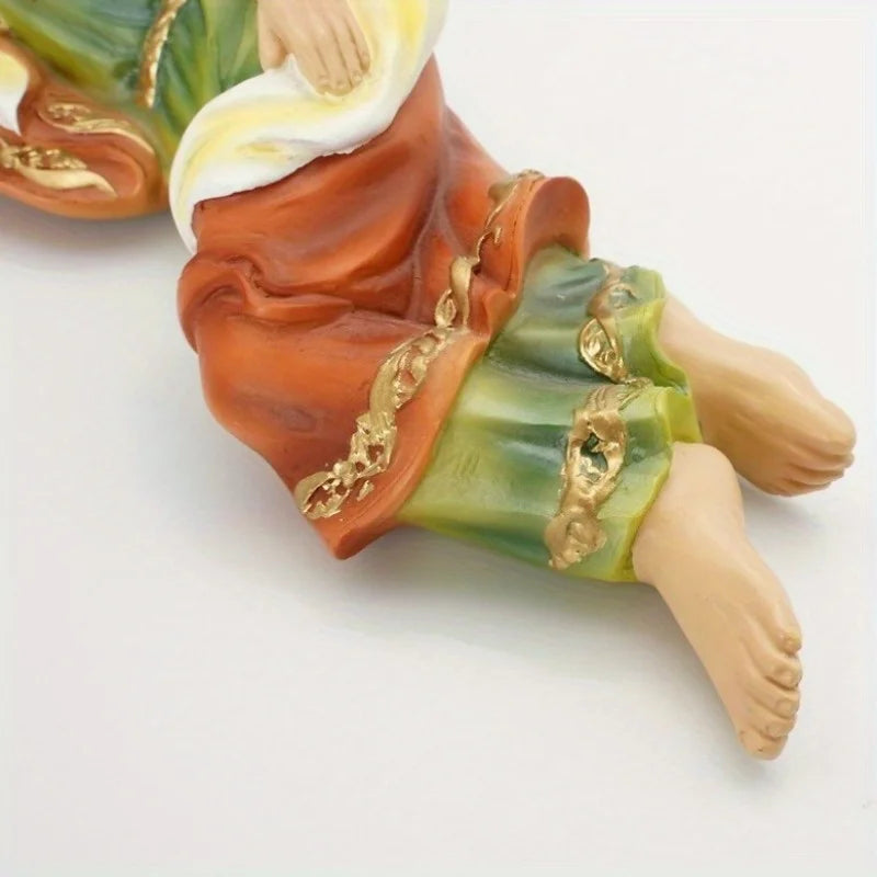 Sleeping Saint Joseph and Jesus Religious Tabletop Resin Statue
