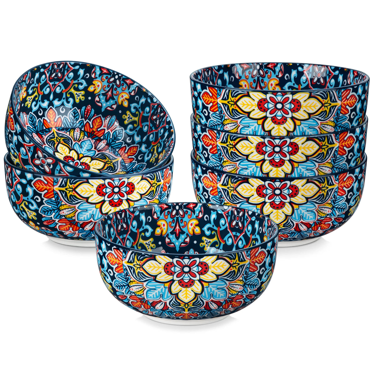 MALACASA Floral Ceramic Bowls For Cereal Soup Salad And Pasta