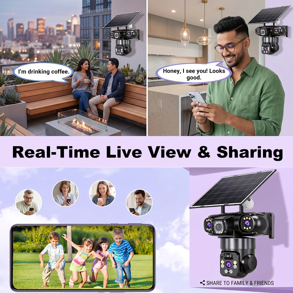 KEPEAK Solar Wireless PTZ Security Camera With Color Night Vision