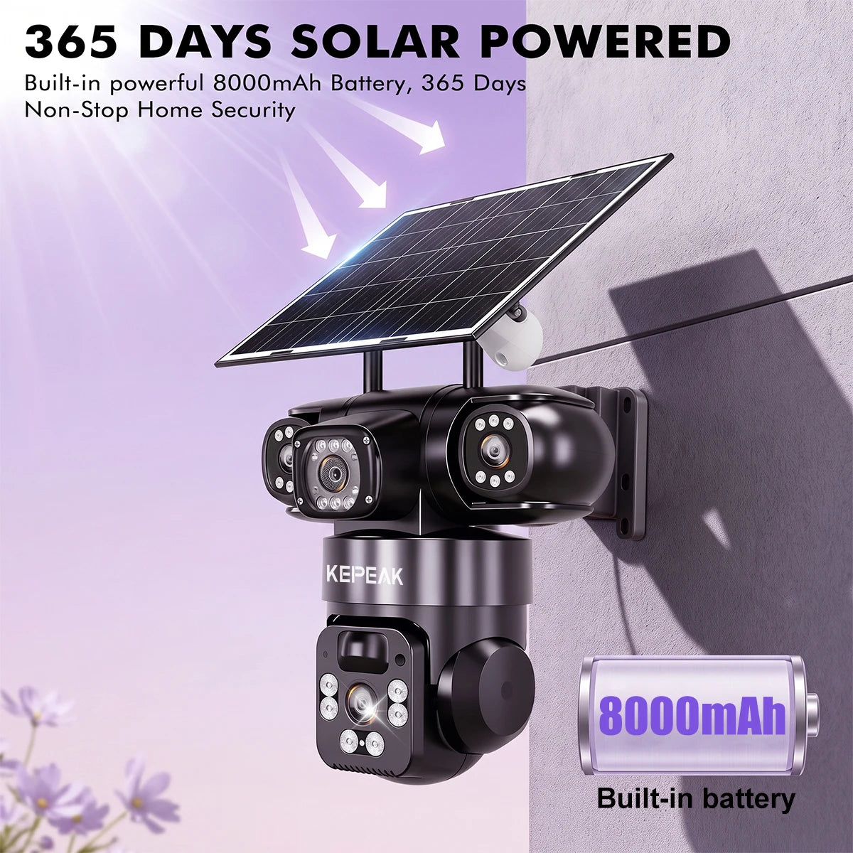KEPEAK Solar Wireless PTZ Security Camera With Color Night Vision